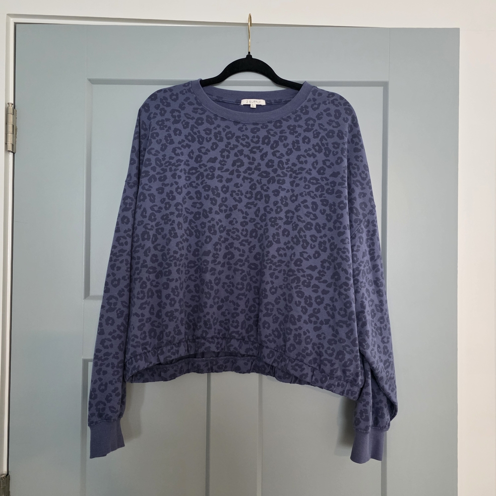 ZSUPPLY Leopard Print Sweatshirt Size Large • Cozy Loungewear Pullover Top